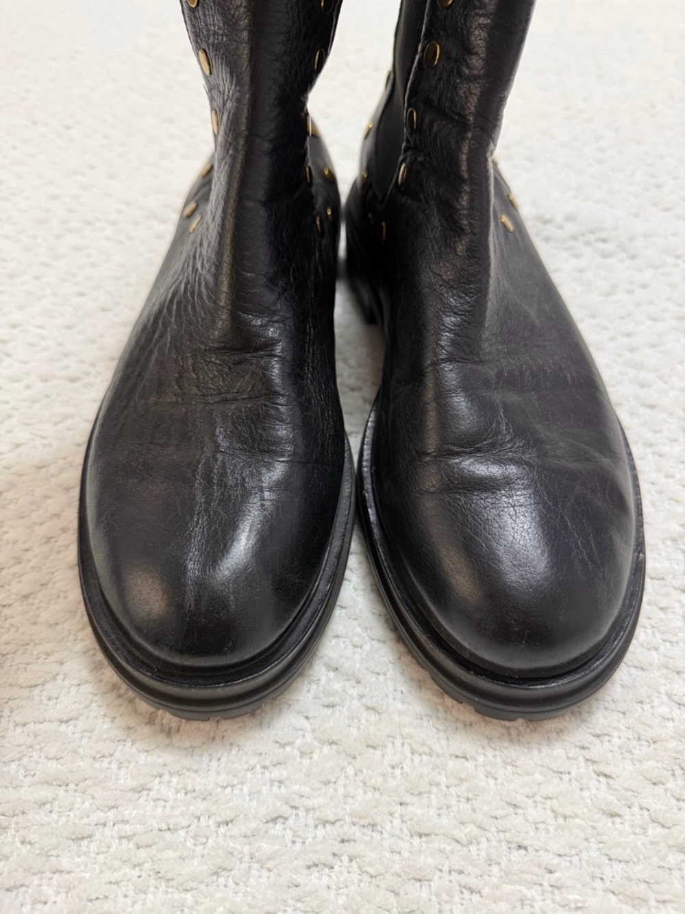Silent D Ample Leather Chelsea Boot Black Gold Toned Studs Women’s Size 41 - Picture 3 of 12